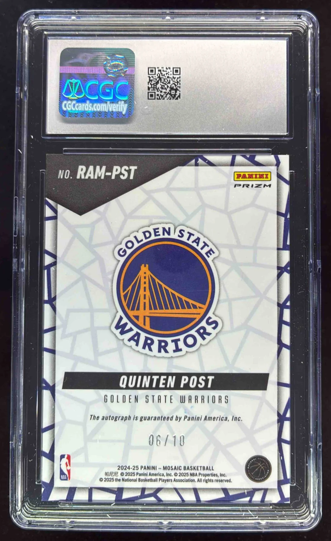 2024 Panini Mosaic Rookie Fast Break Gold #RAM-PST Quinten Post Auto /10 CGC 10 - Image 2