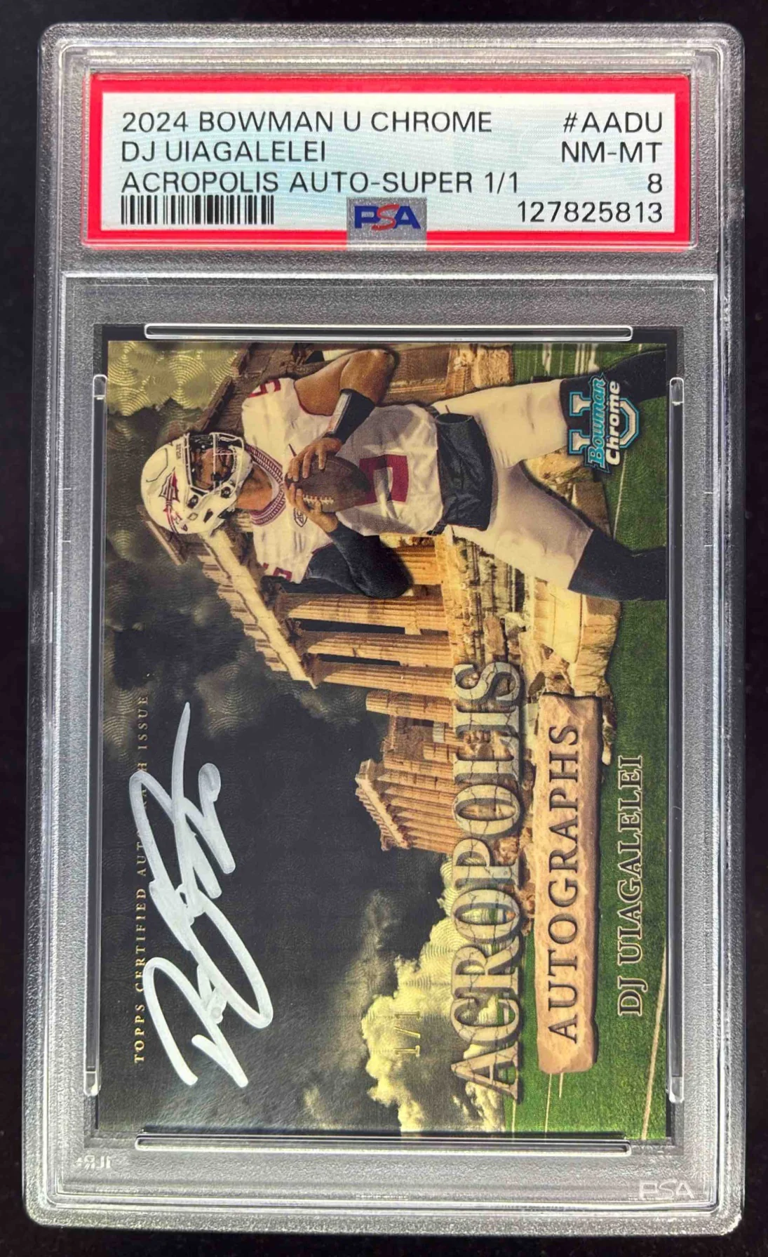 2024 Bowman Chrome Acropolis SuperFractor DJ Uiagalelei Auto 1/1 PSA 8