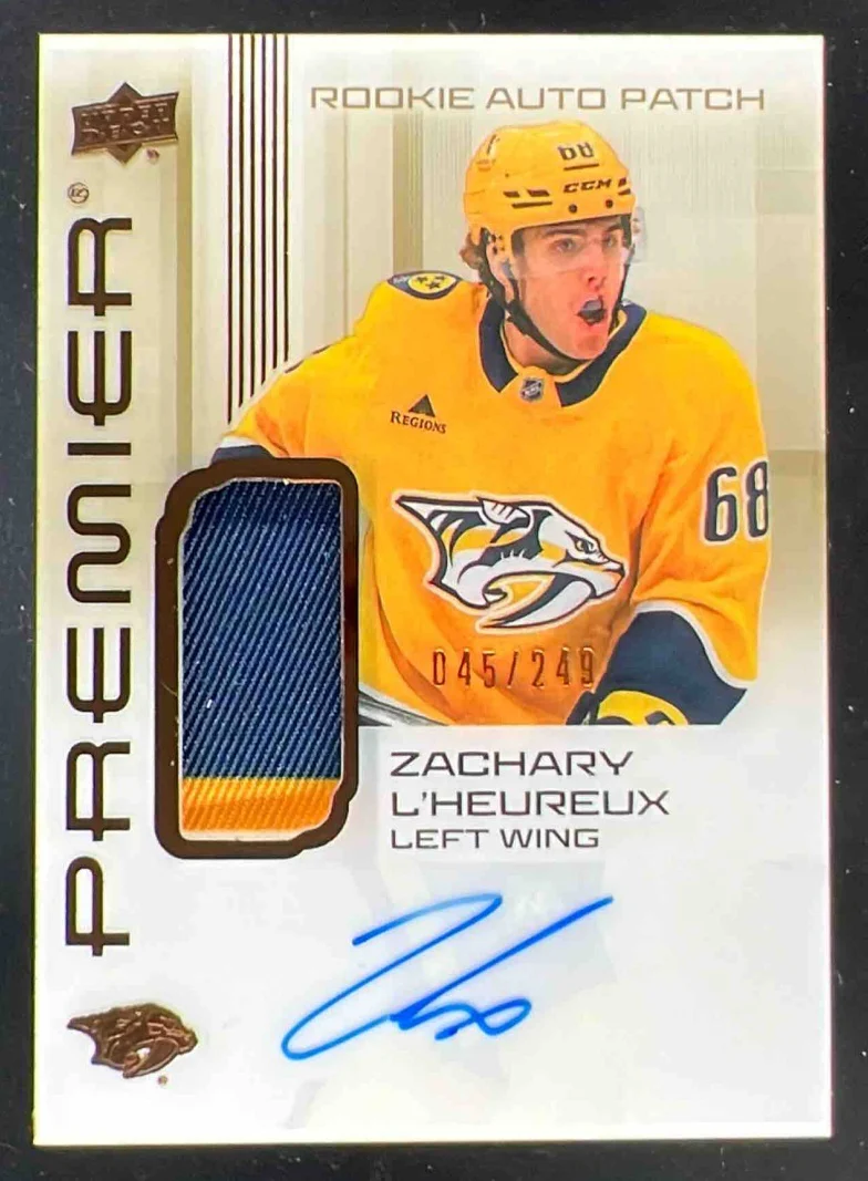 2024-25 Upper Deck Premier Acetate Rookies Patch #ZL Zachary L'Heureux Auto /249