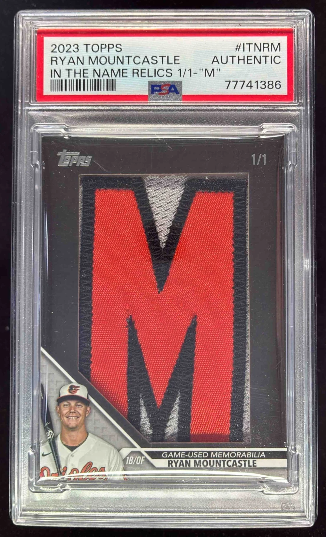 2023 Topps In the Name Nameplate Letter Relic Ryan Mountcastle 1/1 PSA Authentic