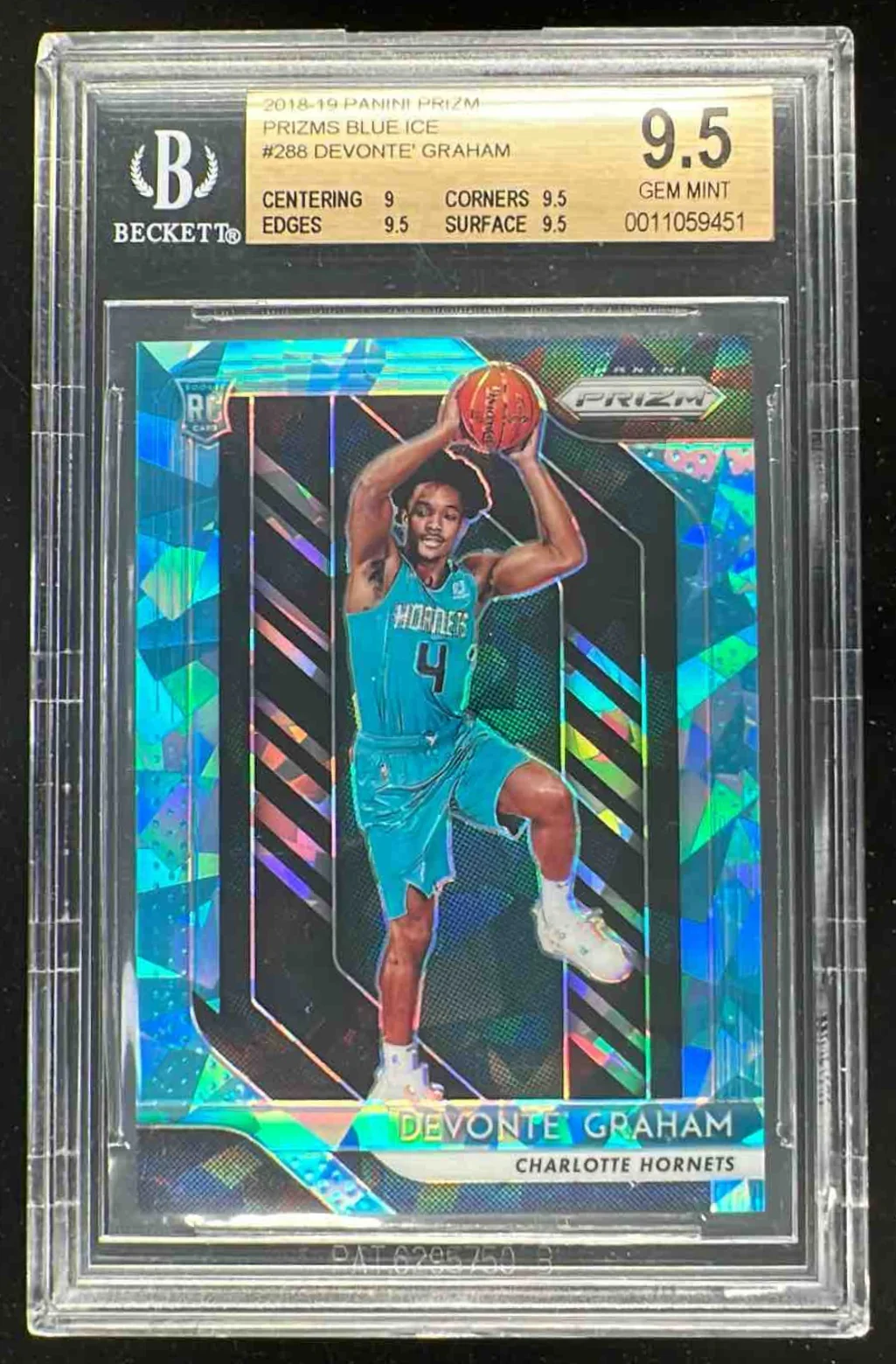 2018-19 Panini Prizm Prizms Blue Ice #288 Devonte' Graham /99 BGS 9.5
