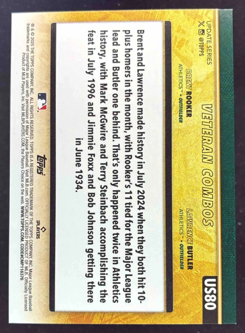 2025 Topps Golden Mirror Image Variation #US80 Lawrence Butler Brent Rooker - Image 2