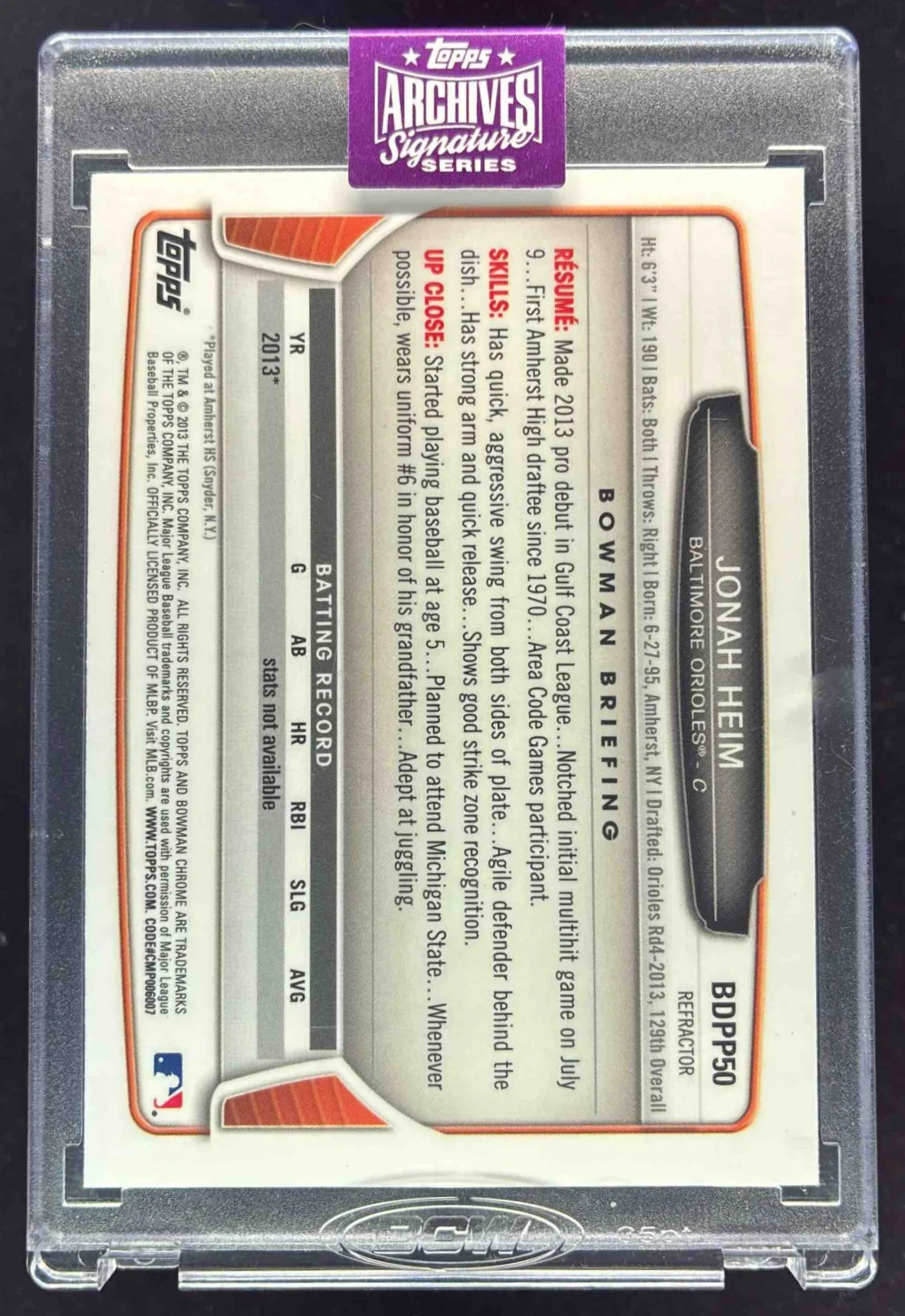 2025 Topps Archives Signature Series Autograph Jonah Heim Auto /5 - Image 2