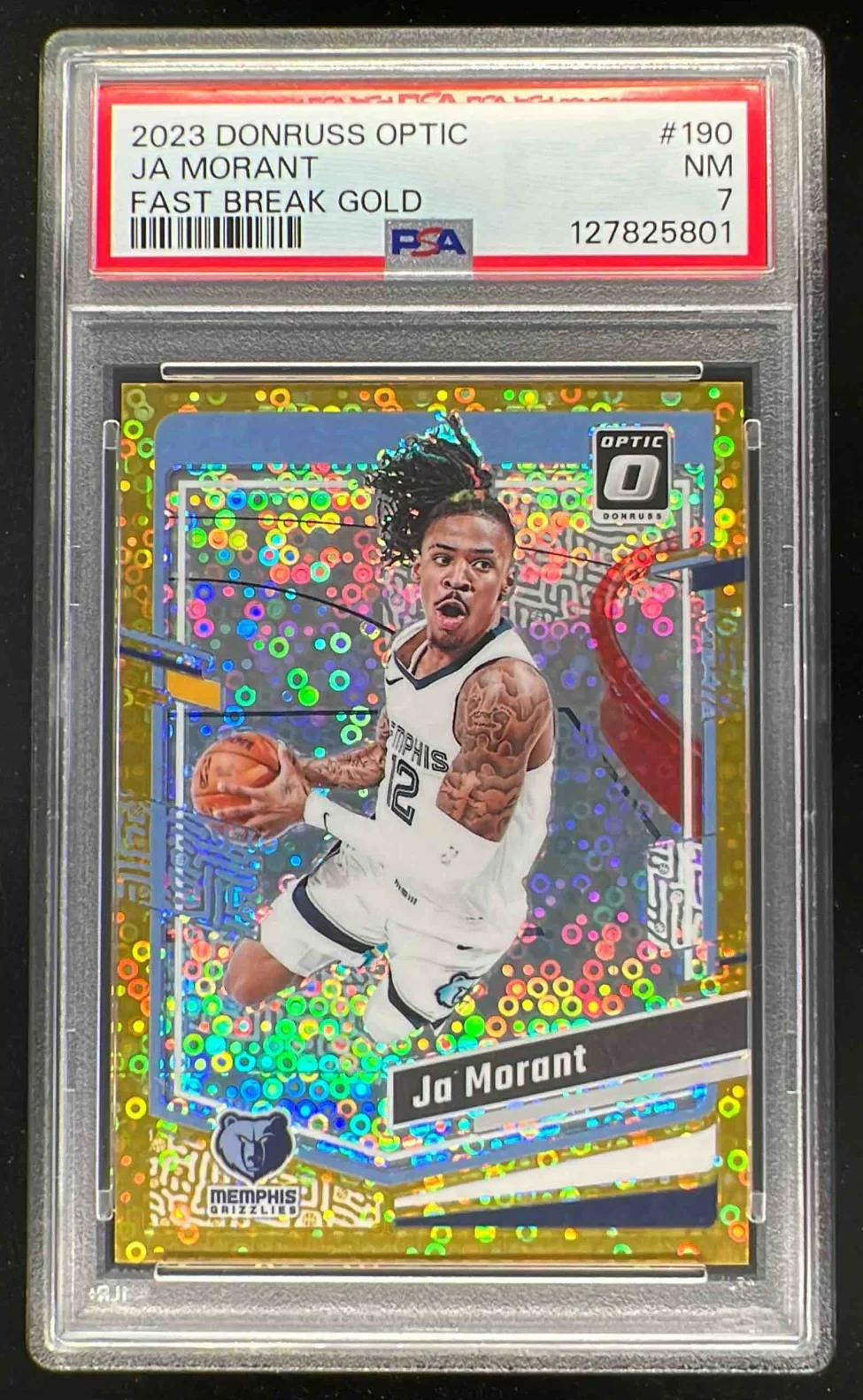 2023-24 Panini Donruss Optic Fast Break Gold #190 Ja Morant /10 PSA 7