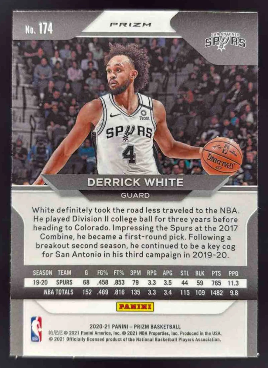 2020-21 Panini Prizm White Sparkle Prizm #174 Derrick White - Image 2