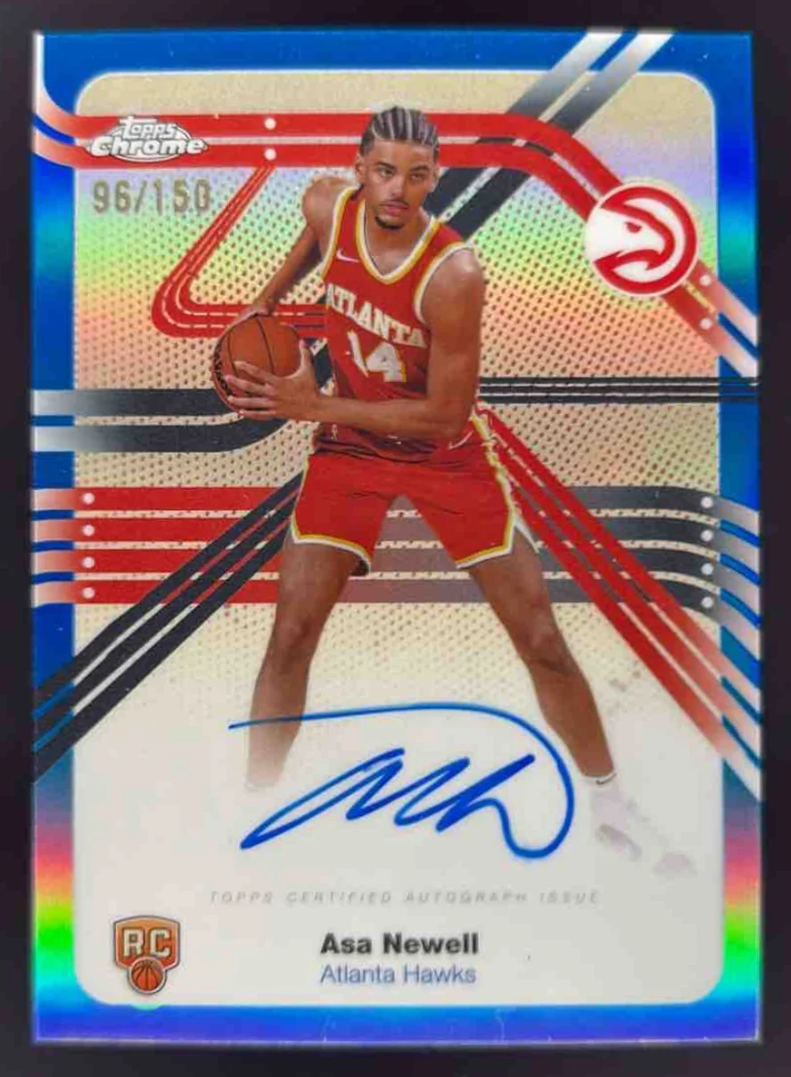 2025-26 Topps Chrome Next Stop Blue Refractor #NS-AN Asa Newell RC Auto /150
