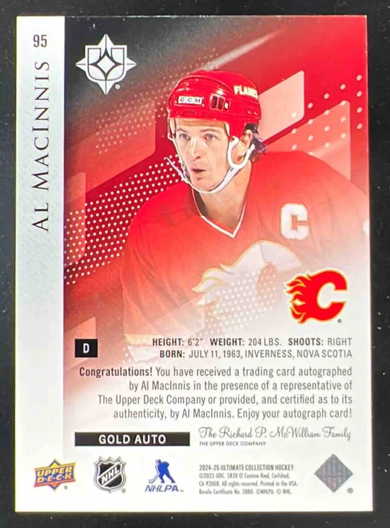 2024-25 Ultimate Collection Gold #95 Al MacInnis Autograph Legend Auto /25 - Image 2