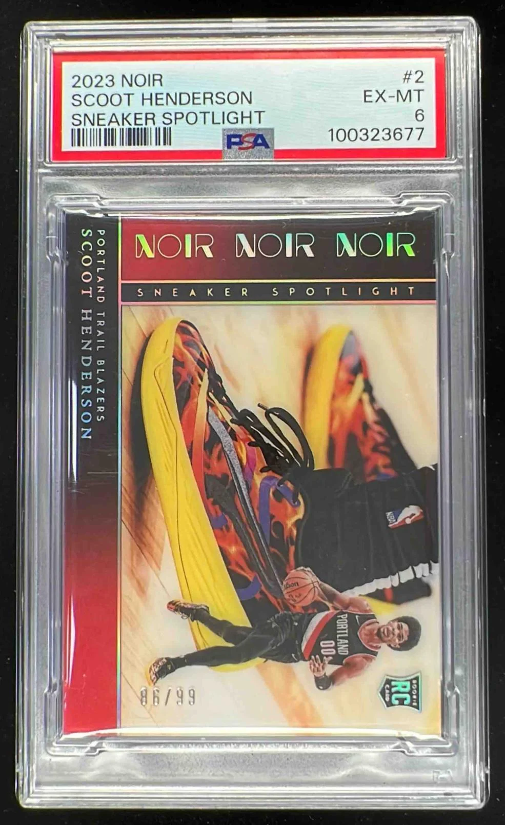 2023-24 Panini Noir Sneaker Spotlight #2 Scoot Henderson /99 PSA 6