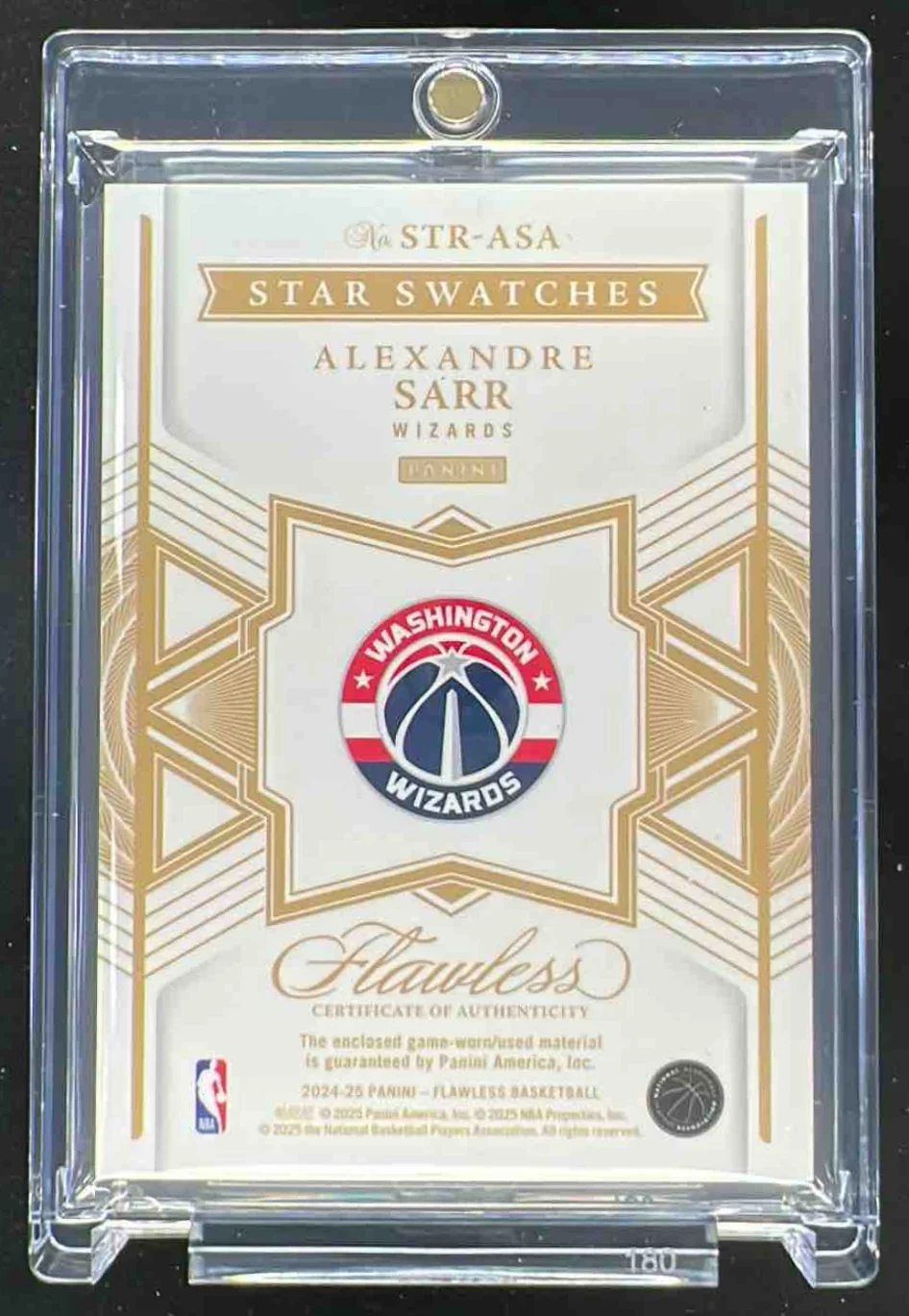 2024-25 Panini Flawless Star Swatches #17 Alexandre Sarr RC /25 - Image 2