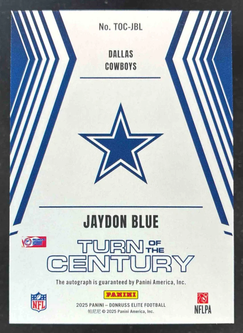2025 Donruss Elite Turn of the Century Blue #TOC-JBL Jaydon Blue RC Auto /25 - Image 2