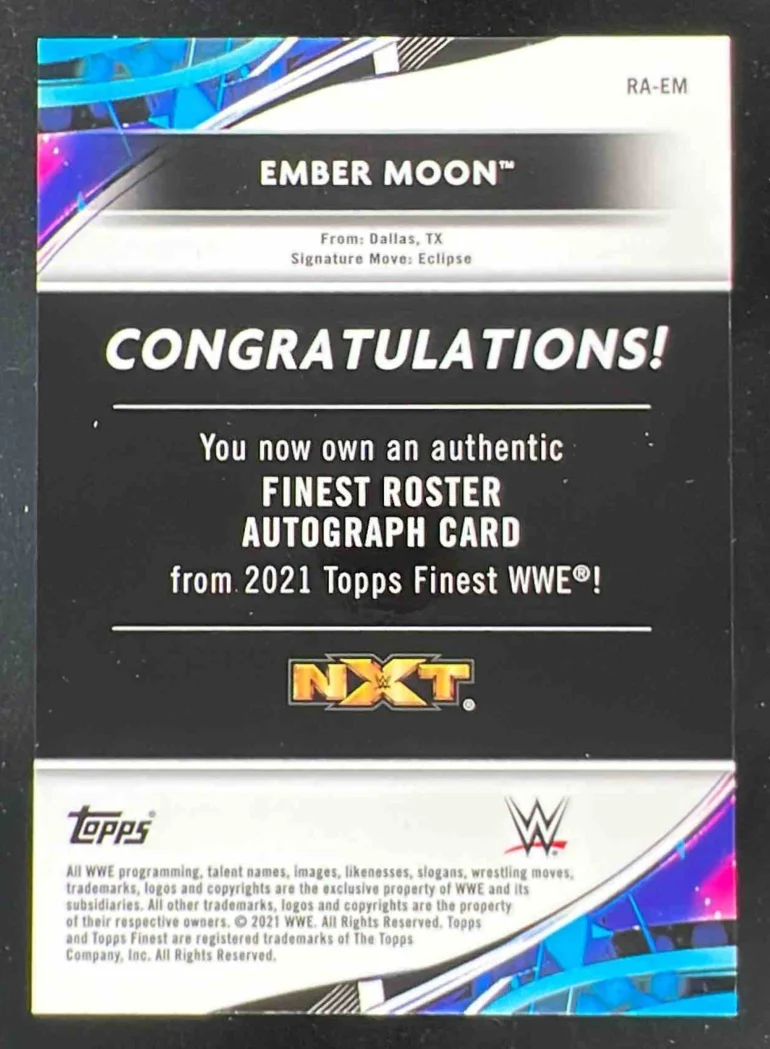 2021 Topps Finest WWE Superstar Autographs Orange #RA-EM Ember Moon Auto /25 - Image 2