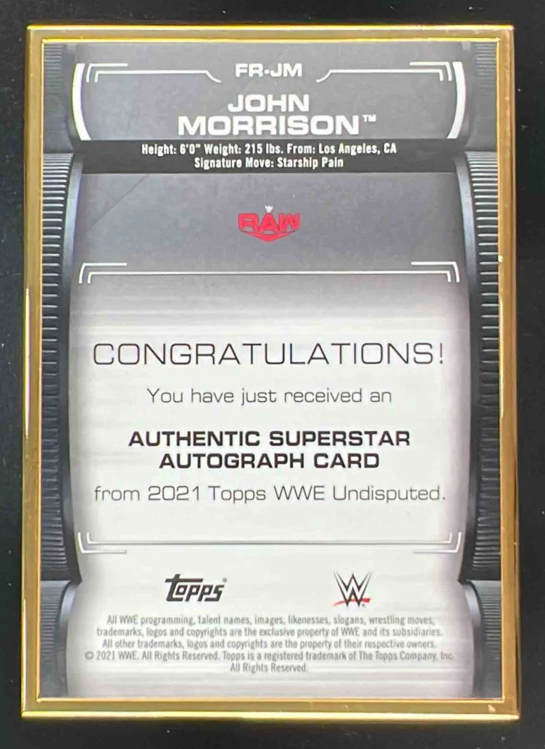 2021 Topps WWE Undisputed Framed Autographs #FR-JM John Morrison Auto /150 - Image 2