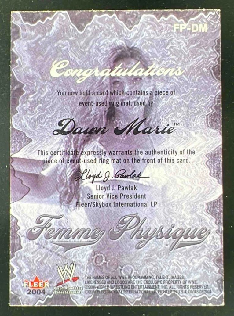 2004 Fleer WWE Divine Divas 2005 Femme Physique Memorabilia #FP-DM Dawn Marie - Image 2