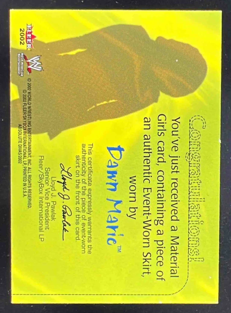 2002 Fleer WWE Absolute Divas Material Girls #NNO Dawn Marie Skirt - Image 2