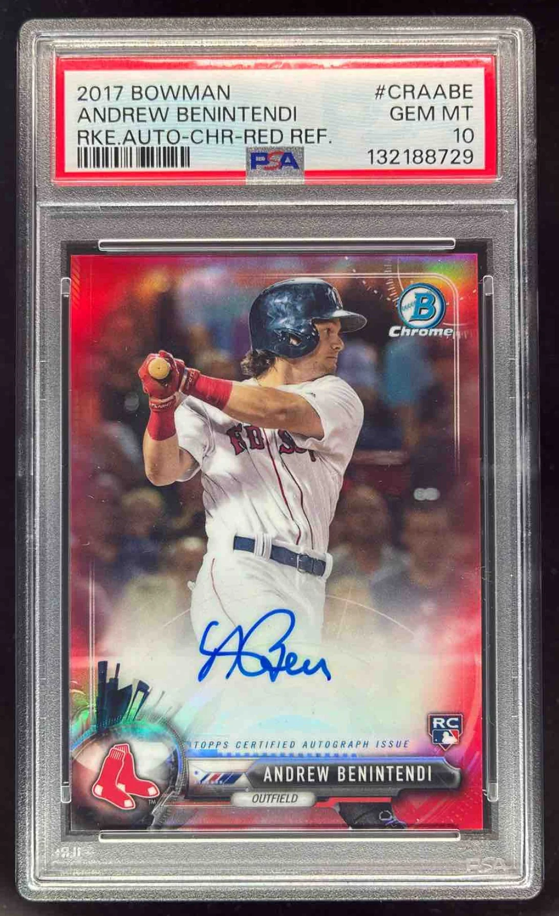 2017 Bowman Chrome Rookie Red #CRA-ABE Andrew Benintendi RC Auto /5 PSA 10