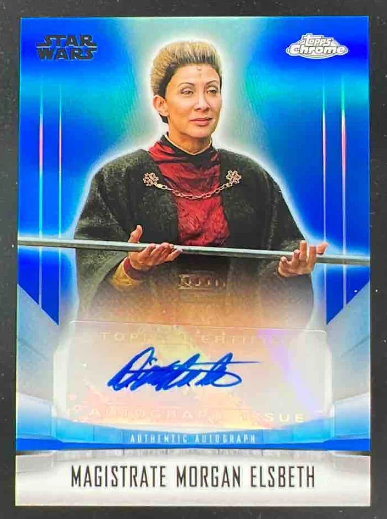 2022 Topps Chrome Star Wars Mandalorian Beskar Blue Diana Lee Inosanto Auto /150