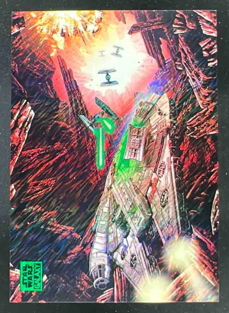 2025 Topps Chrome Star Wars Galaxy Green Shimmer #97 The Falcon on Crait /199