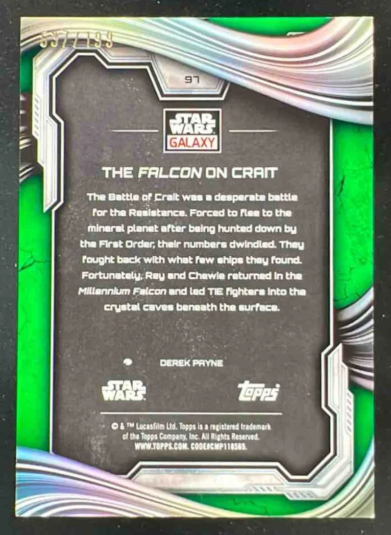 2025 Topps Chrome Star Wars Galaxy Green Shimmer #97 The Falcon on Crait /199 - Image 2