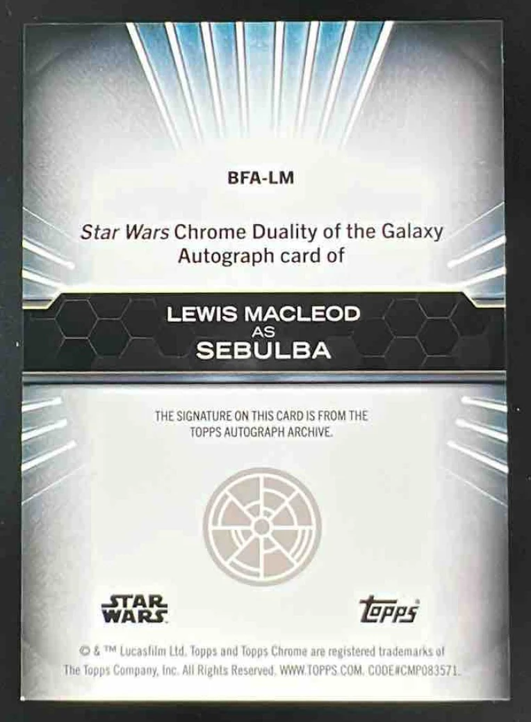 2024 Topps Chrome Black Star Wars Duality Galaxy #BFA-LM Lewis Macleod Auto - Image 2
