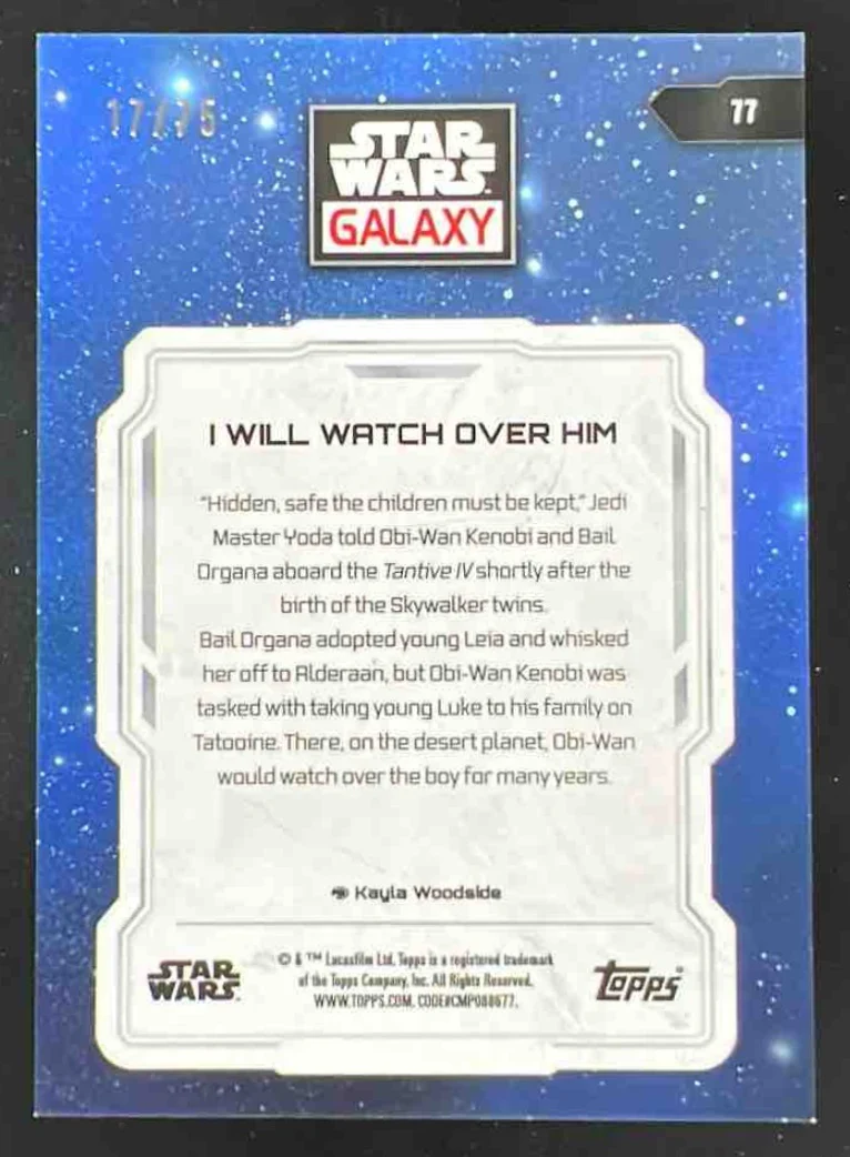 2024 Topps Chrome Star Wars Galaxy Prism Refractor #77 I Will Watch Over Him /75 - Image 2