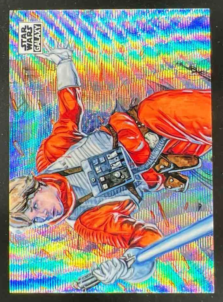 2021 Topps Chrome Star Wars Galaxy Wave Refractor #58 Luke s Ground Assault /99