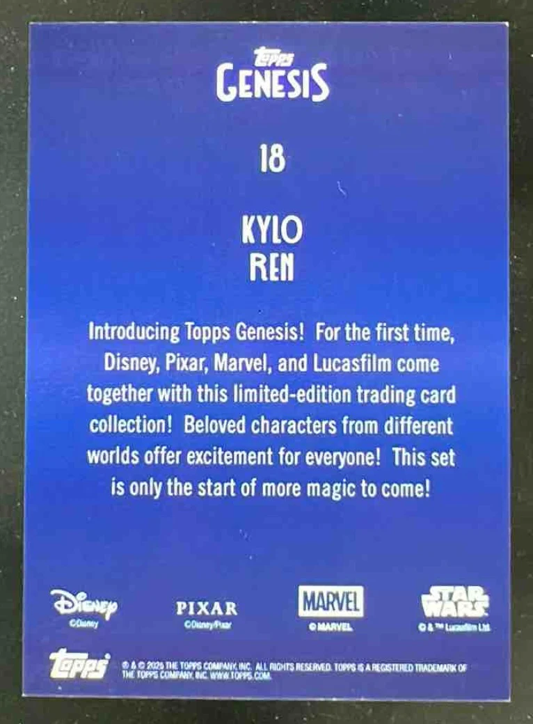 2025 Topps Disney Genesis Gold Foil #18 Kylo Ren /50 - Image 2