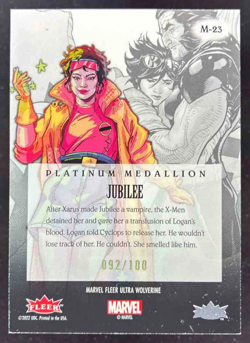 2023 Fleer Ultra Marvel Wolverine Medallions Platinum #M-23 Jubilee /100 - Image 2