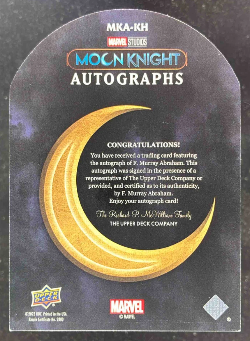 2023 Upper Deck Moon Knight Autographs #MKAKH F. Murray Abraham as Khonshu Auto - Image 2