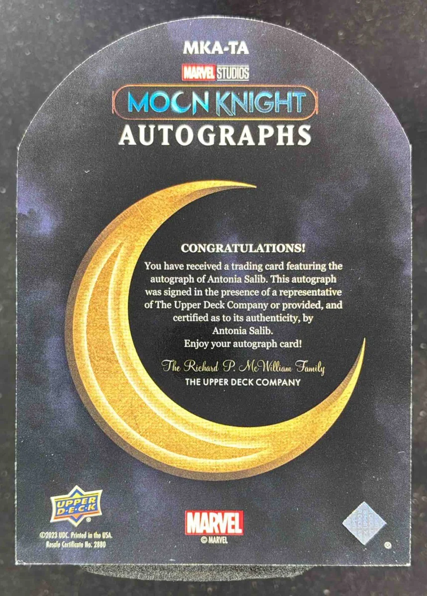 2023 Upper Deck Moon Knight Autographs #MKATA Antonia Salib as Taweret Auto - Image 2