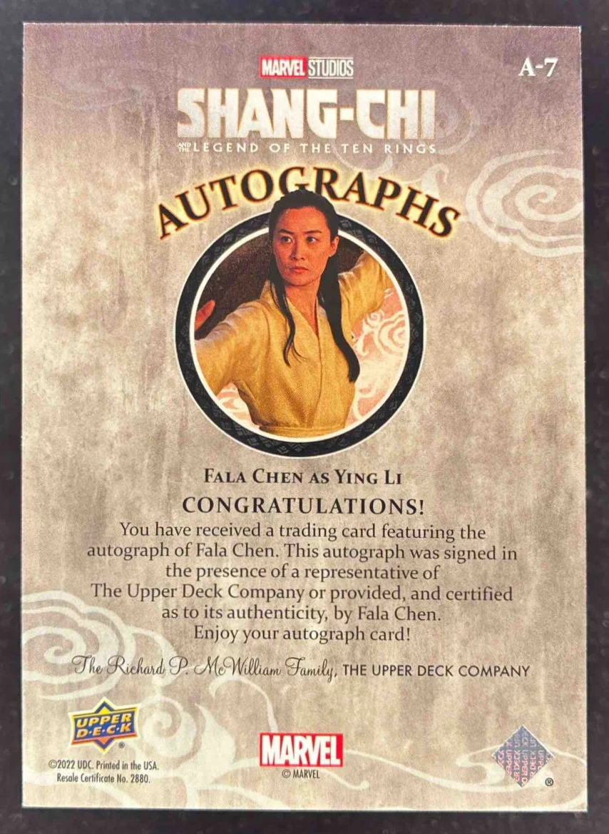 2022 Marvel Studios Autograph #A-7 Fala Chen as Ying Li Auto - Image 2