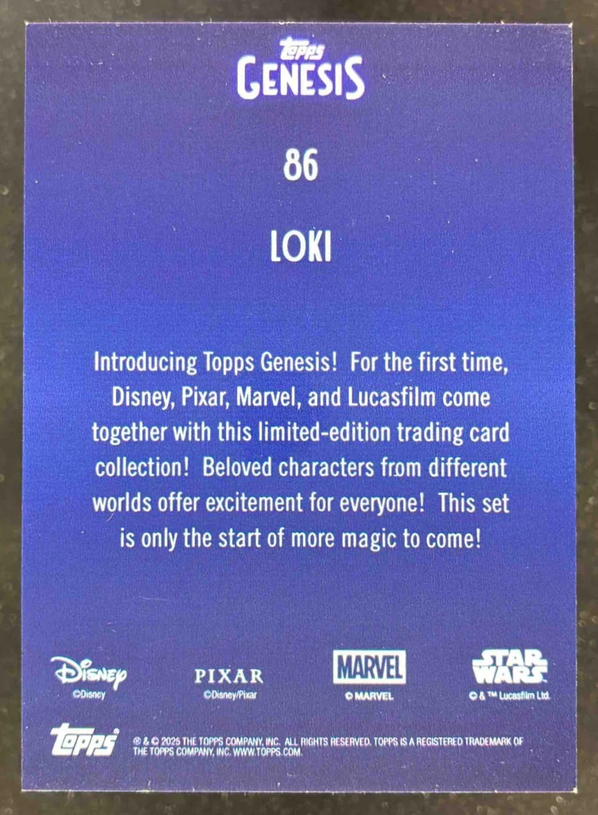 2025 Topps Disney Genesis Blue Foil #86 Loki /75 - Image 2