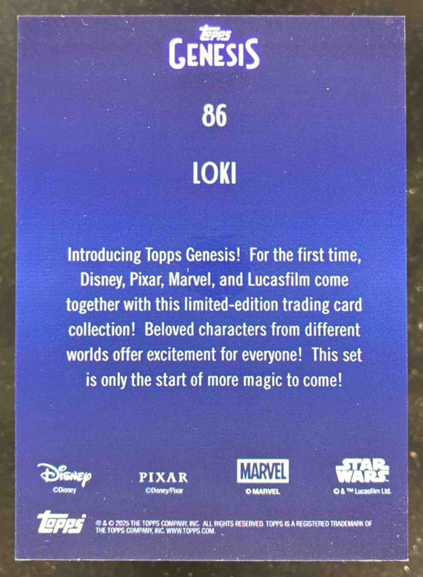 2025 Topps Disney Genesis Blue Foil #86 Loki /75 - Image 2
