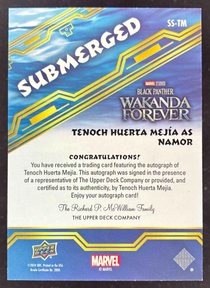 2024 Upper Deck Black Panther Wakanda Tenoch Huerta Mejia Namor Auto /52 - Image 2
