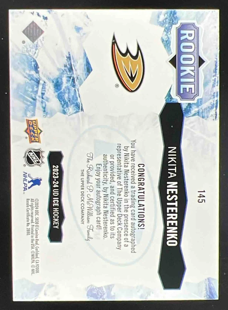 2023-24 Upper Deck Ice Red #145 Nikita Nesterenko Autograph RC Auto /5 - Image 2