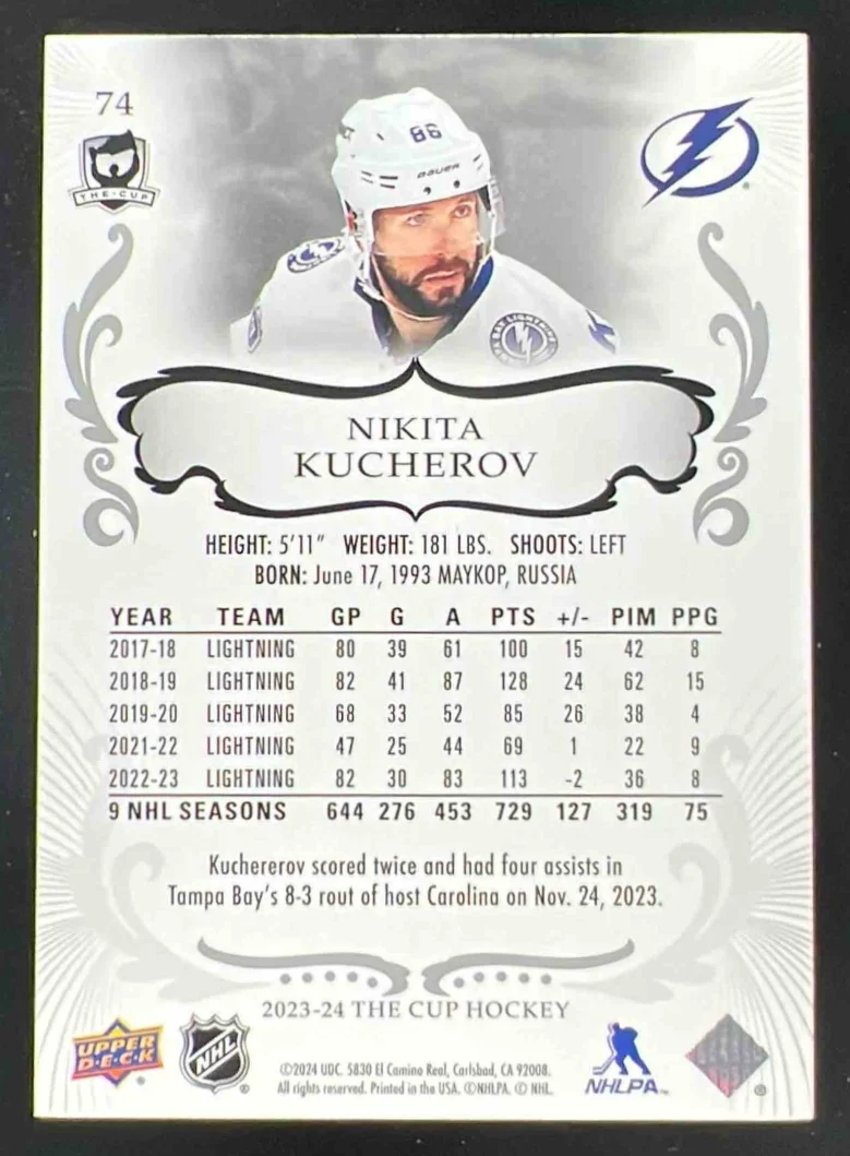 2023-24 Upper Deck The Cup #74 Nikita Kucherov /249 - Image 2