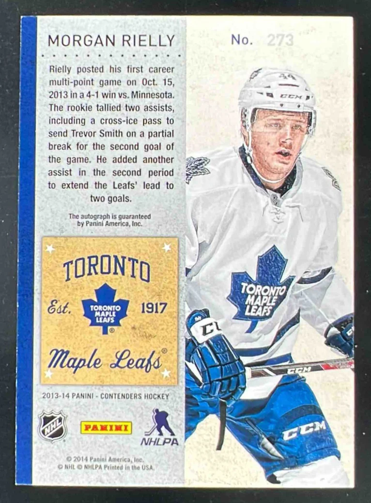 2013-14 Panini Contenders #273b Morgan Rielly Autograph RC Auto - Image 2
