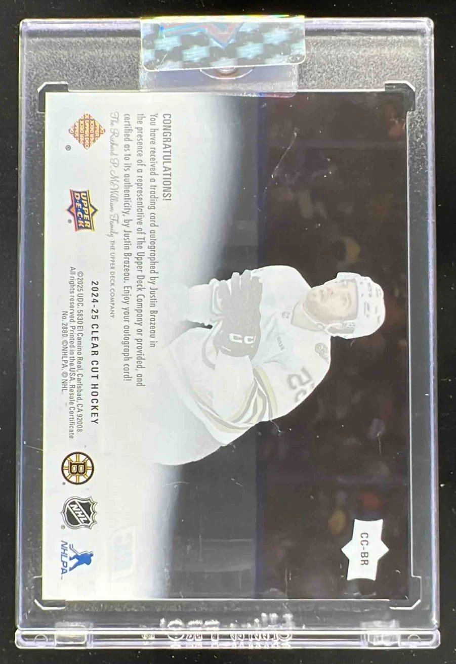 2024-25 Upper Deck Clear Cut #CC-BR Justin Brazeau Rookie Autograph RC Auto - Image 2