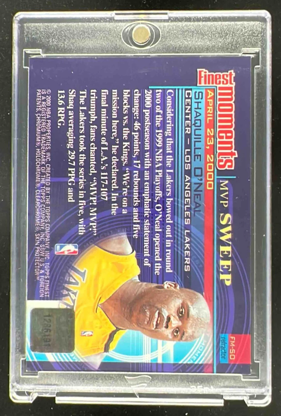 2000-01 Topps Finest Moments Refractor #FM-SO Shaquille O'Neal Autograph Auto - Image 2