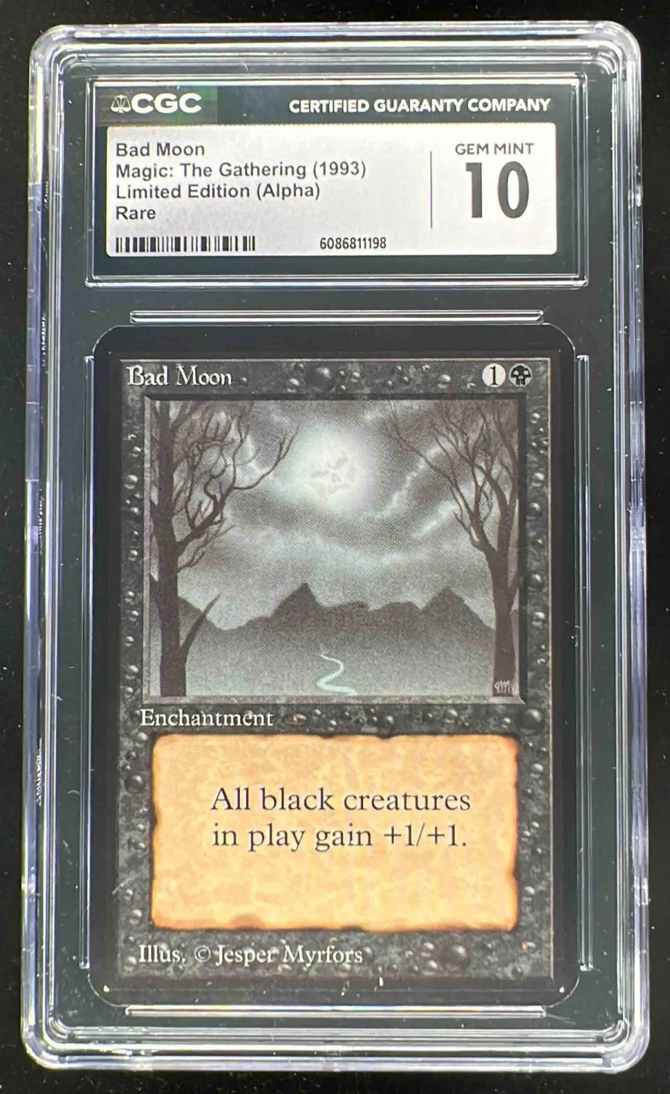 1993 Magic The Gathering Limited Edition Alpha Rare Bad Moon CGC 10