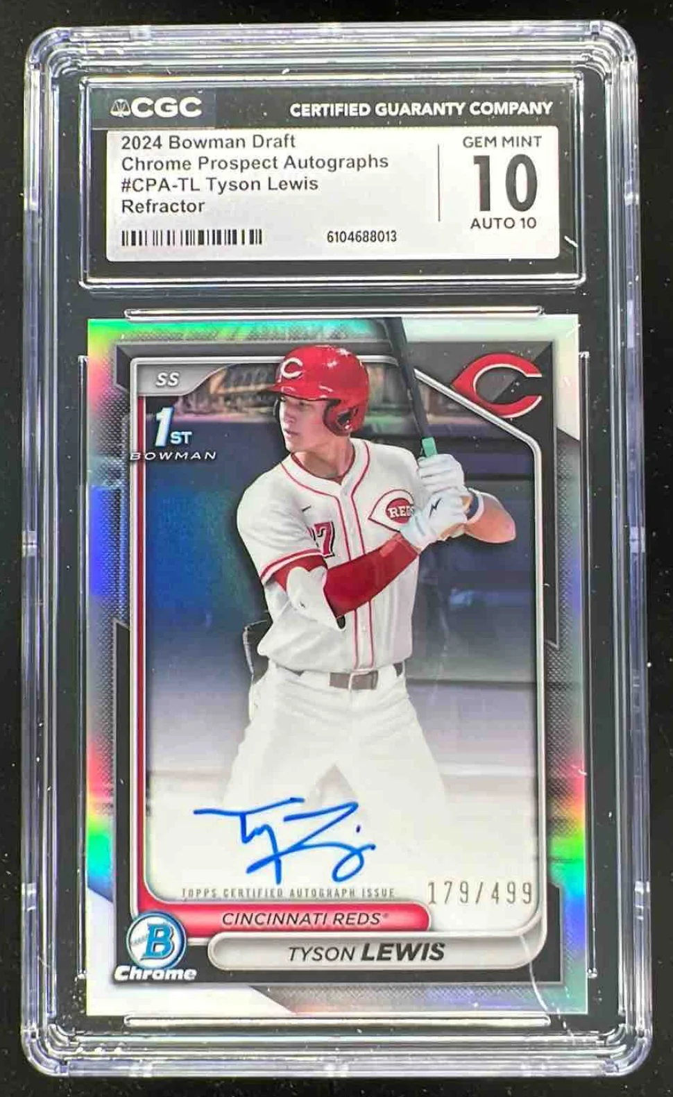 2024 Bowman Draft Chrome Refractor #CPA-TL Tyson Lewis RC Auto /499 CGC 10