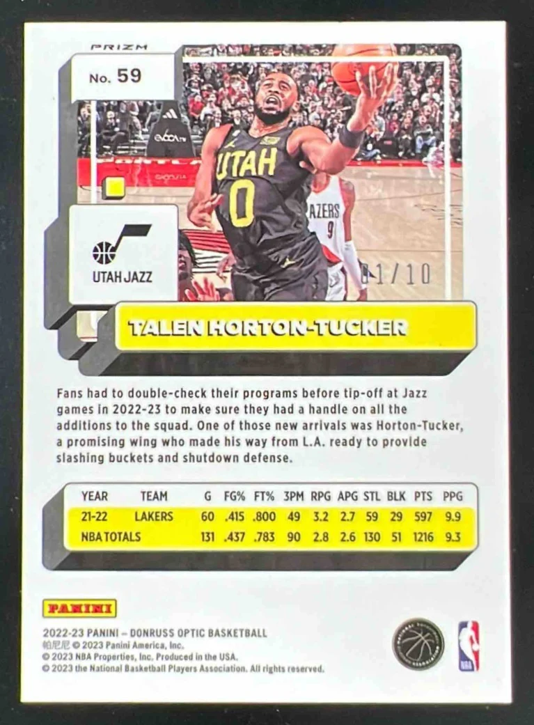 2022-23 Panini Donruss Optic Gold #59 Talen Horton-Tucker /10 - Image 2