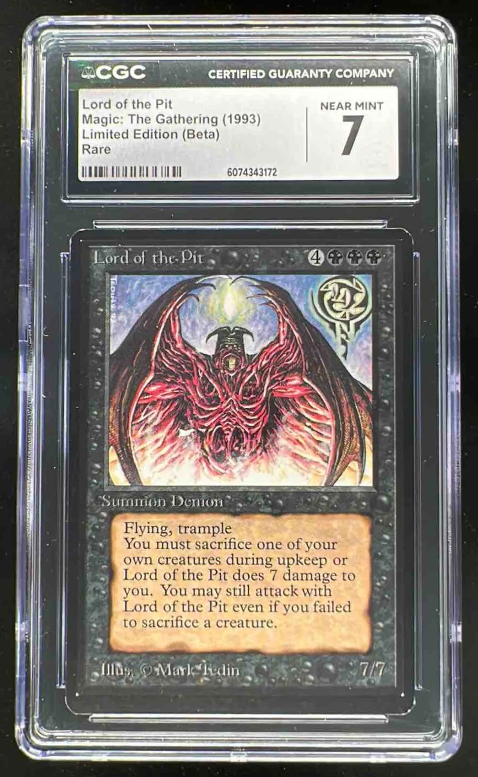 1993 Magic The Gathering Limited Edition Beta Rare Lord of the Pit CGC 7