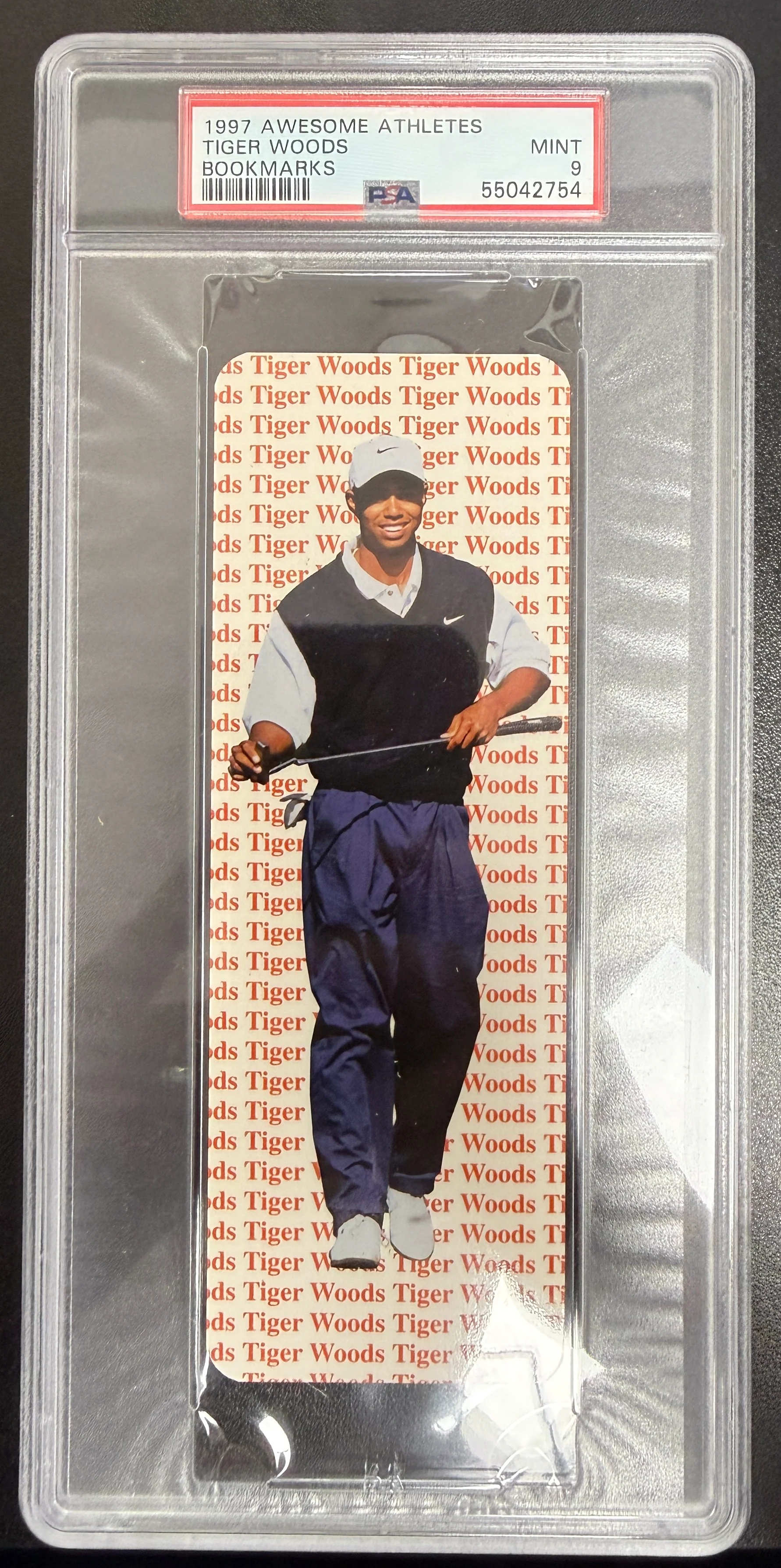 1997 Awesome Athletes Bookmarks Tiger Woods PSA 9