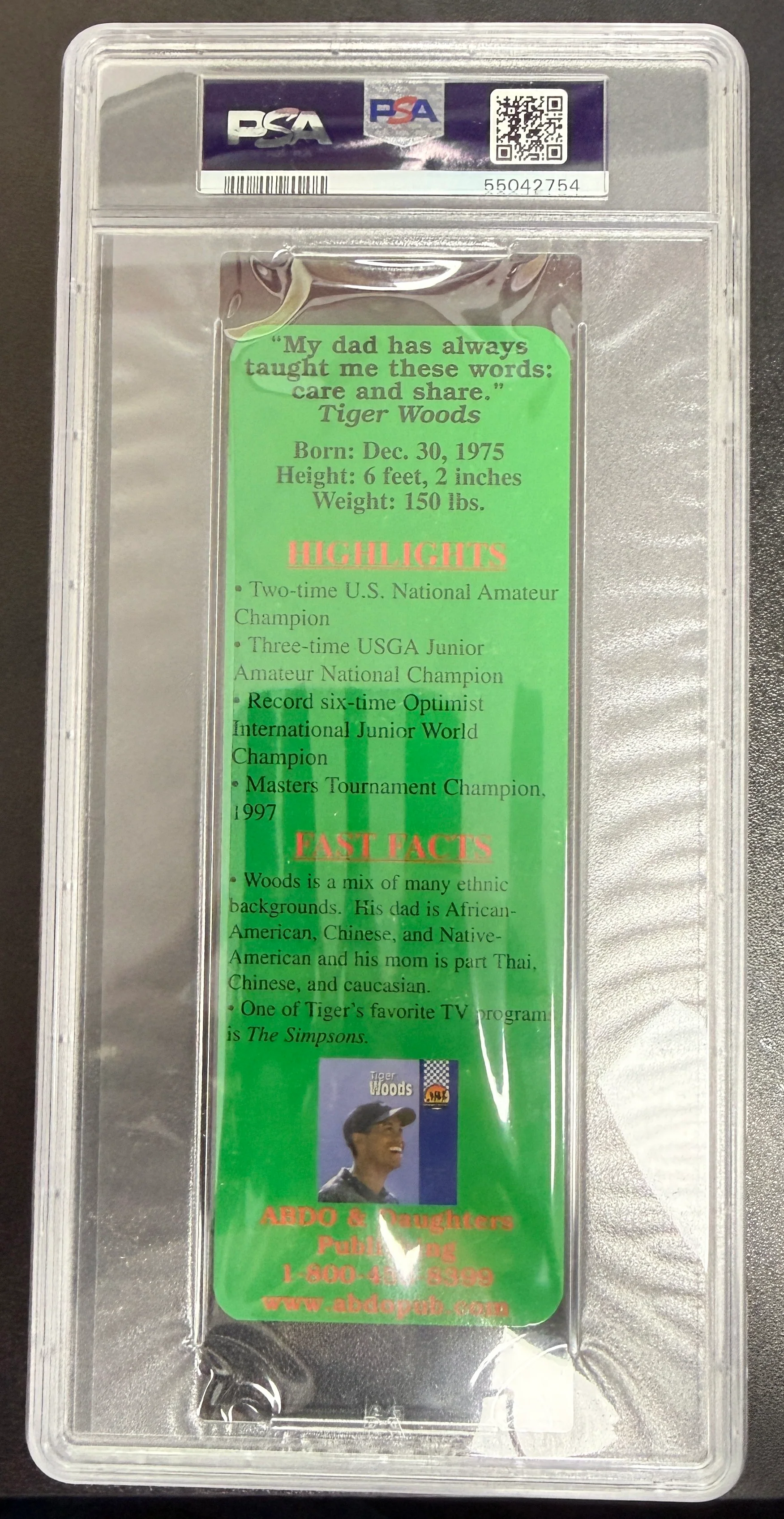 1997 Awesome Athletes Bookmarks Tiger Woods PSA 9 - Image 2