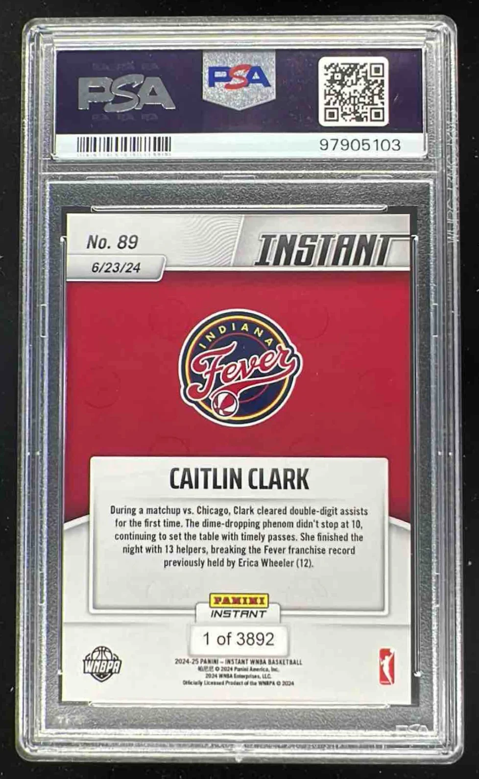 2024-25 Panini Instant WNBA #89 Caitlin Clark RC PSA 10 - Image 2