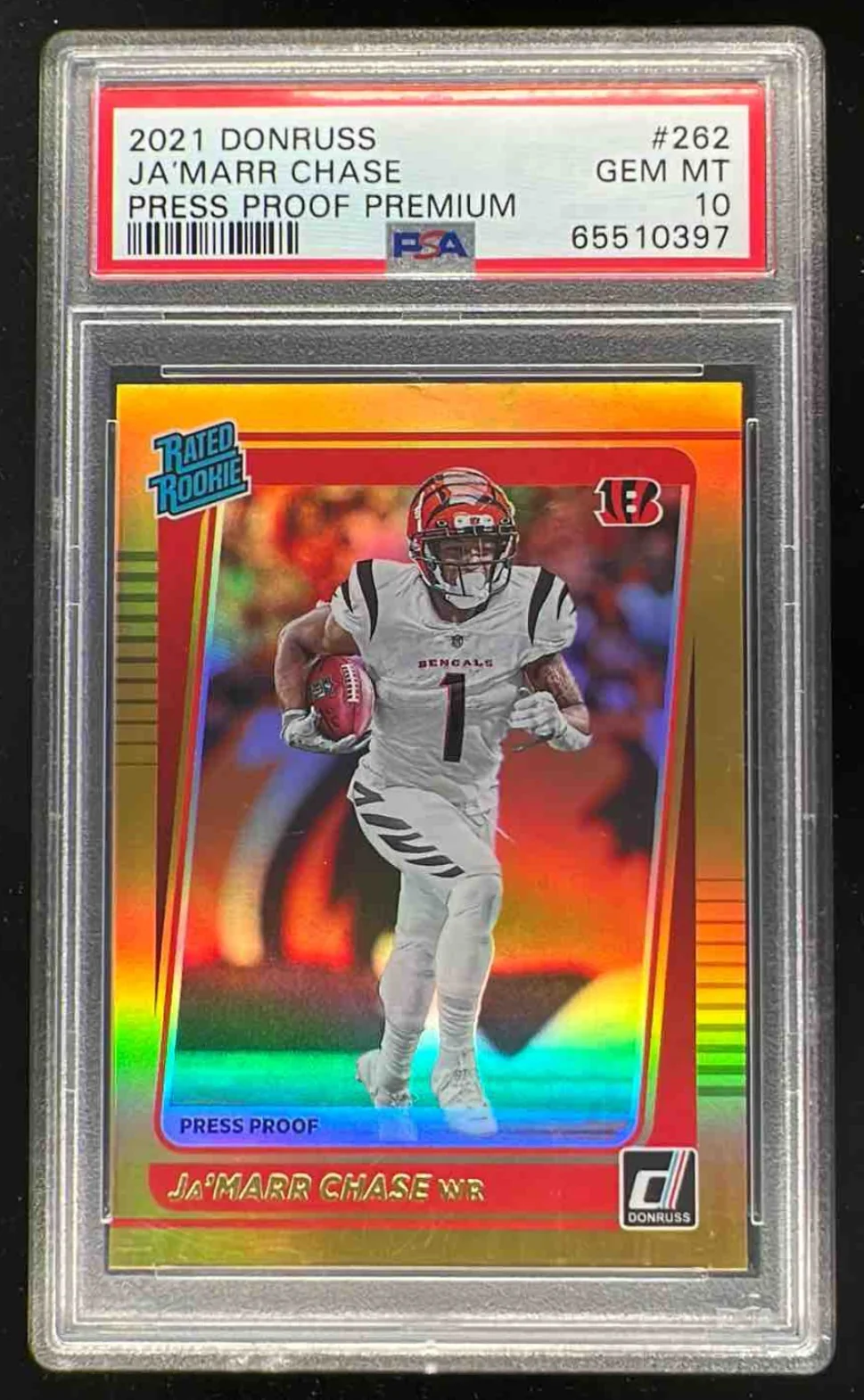 2021 Donruss Press Proof Premium #262 Ja'Marr Chase RC Rated Rookie PSA 10