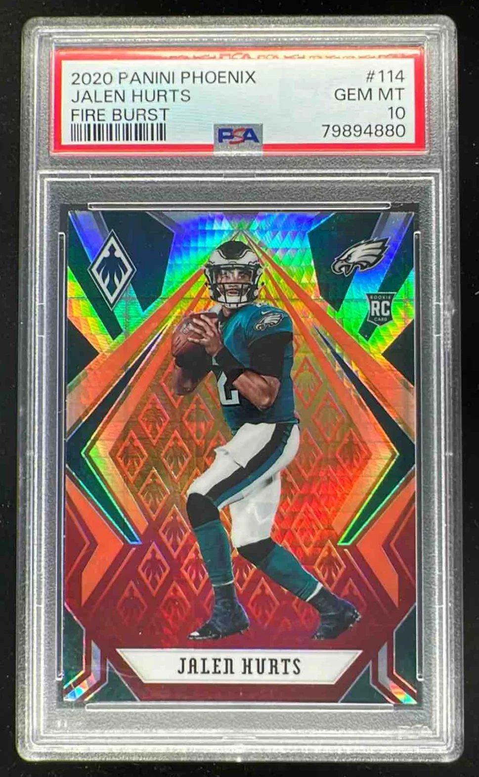 2020 Panini Phoenix Fire Burst #114 Jalen Hurts RC PSA 10