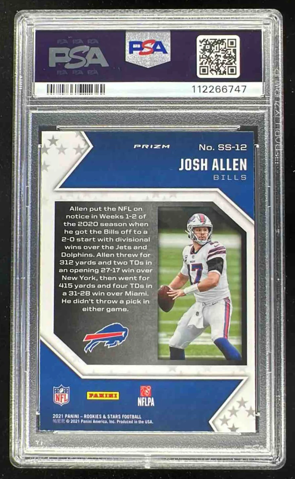 2021 Panini Rookies & Stars Star Studded Red Wave #SS-12 Josh Allen PSA 10 - Image 2