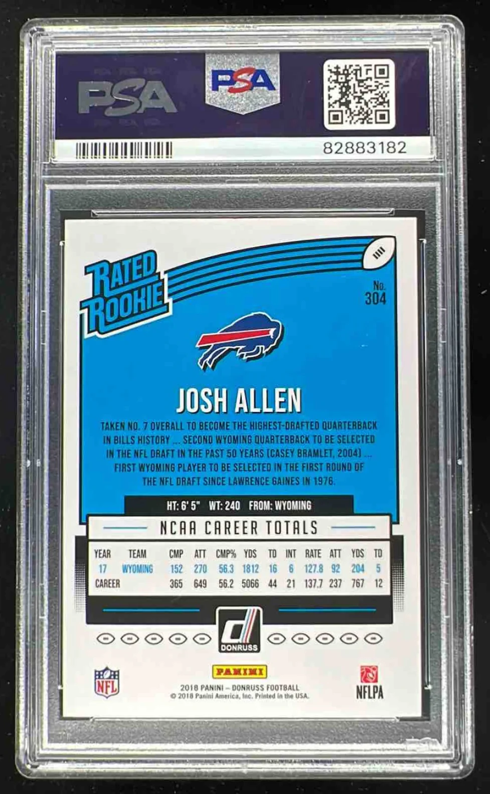 2018 Panini Donruss #304 Josh Allen RC PSA 9 - Image 2