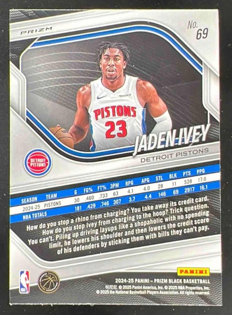 2024-25 Panini Prizm Black Snakeskin Prizms #69 Jaden Ivey - Image 2